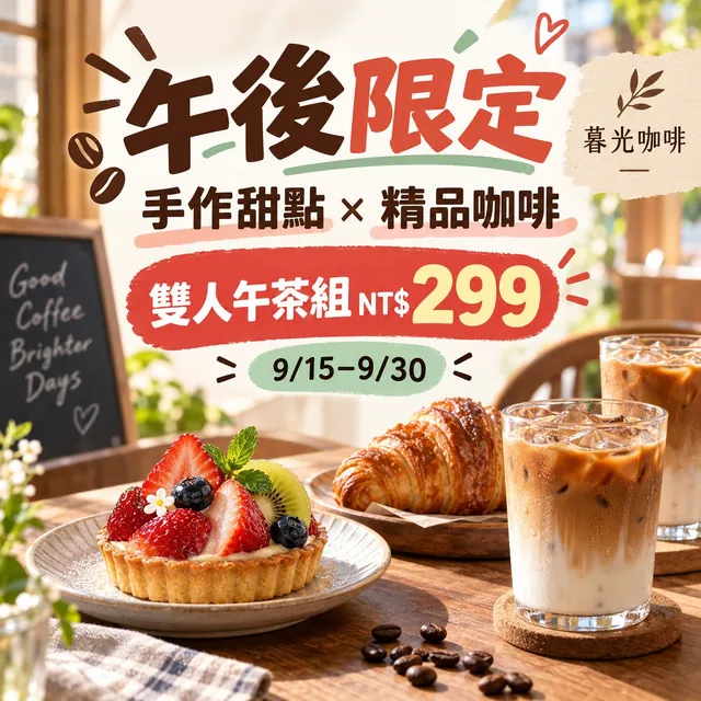 咖啡店午後限定活動貼文